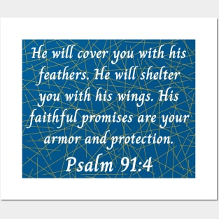 Bible Verse Psalm 91:4 Posters and Art